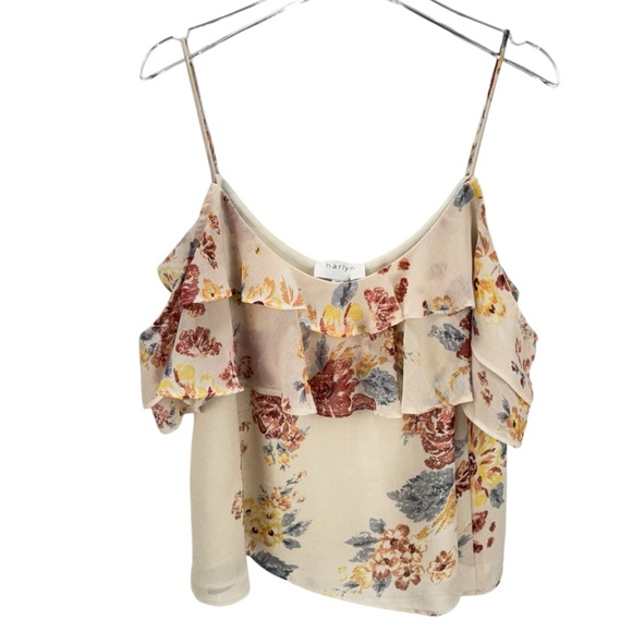 Anthropologie Harlyn Rosalyn Ruffled Off Shoulder Floral Cami Top Small - Picture 5 of 11